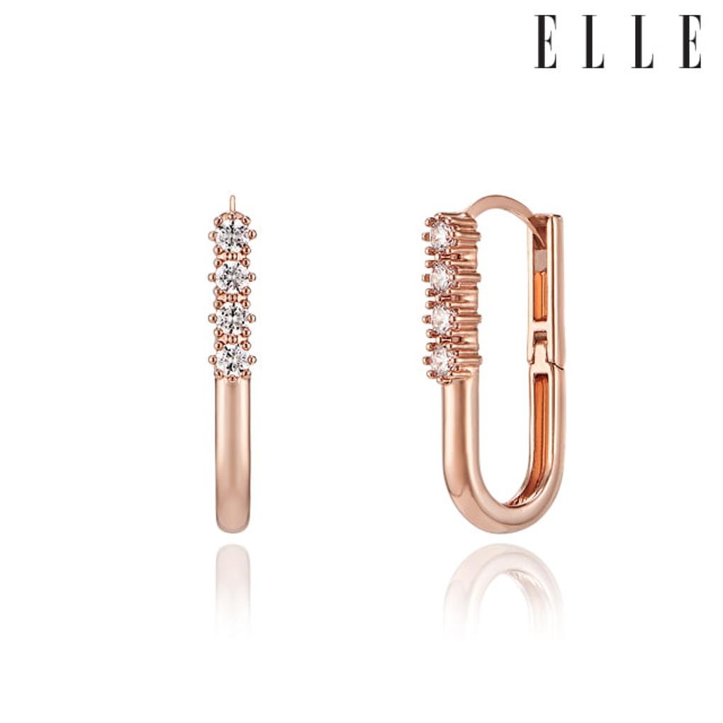 

14K Cubic Line One-Touch Earrings (Gold Pin) ELGPEE445 rose gold