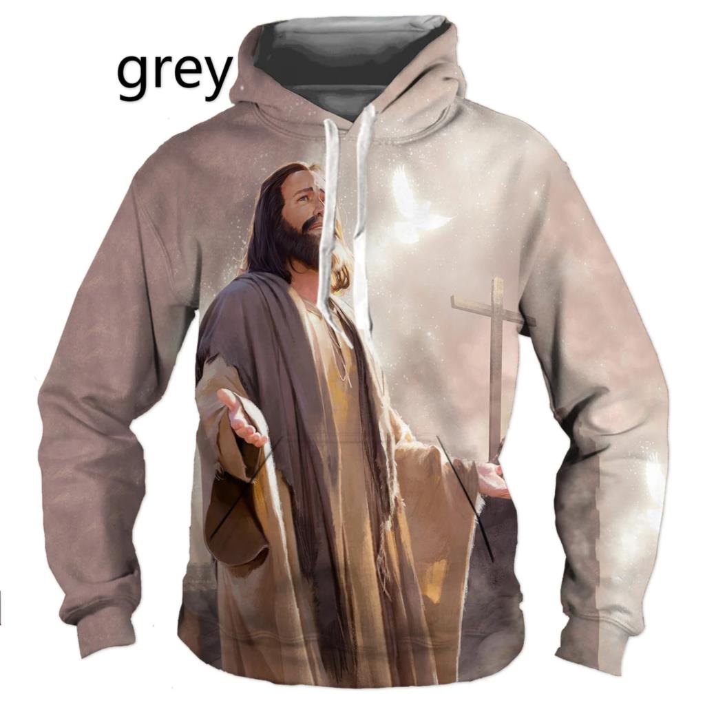 Christian God Jesus Cross Hettegenser 3d-trykk Gensere Mann/Kvinne Genser Harajuku Streetwear mote barn hettegensere herrejakke