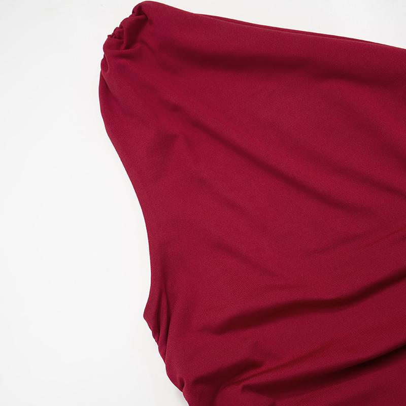 Solid Color One Shoulder Backless Shrink Tank Top T-Shirt Candy Color Tight Sexy Sleeveless Neckless Slim Casaul Top
