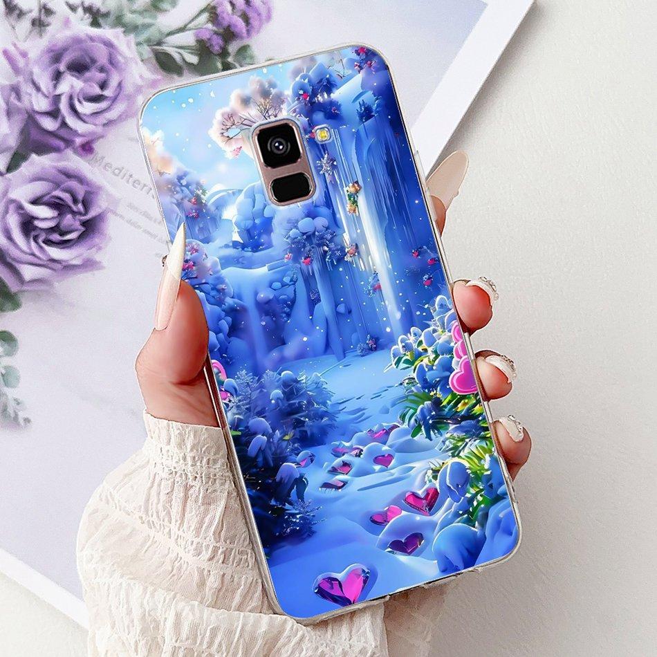 Phone Case For Samsung Galaxy A8+ (2018) SM-A730F / A8 (2018) SM-A530F Elegant Floral Butterfly Soft Silicone TPU Cases