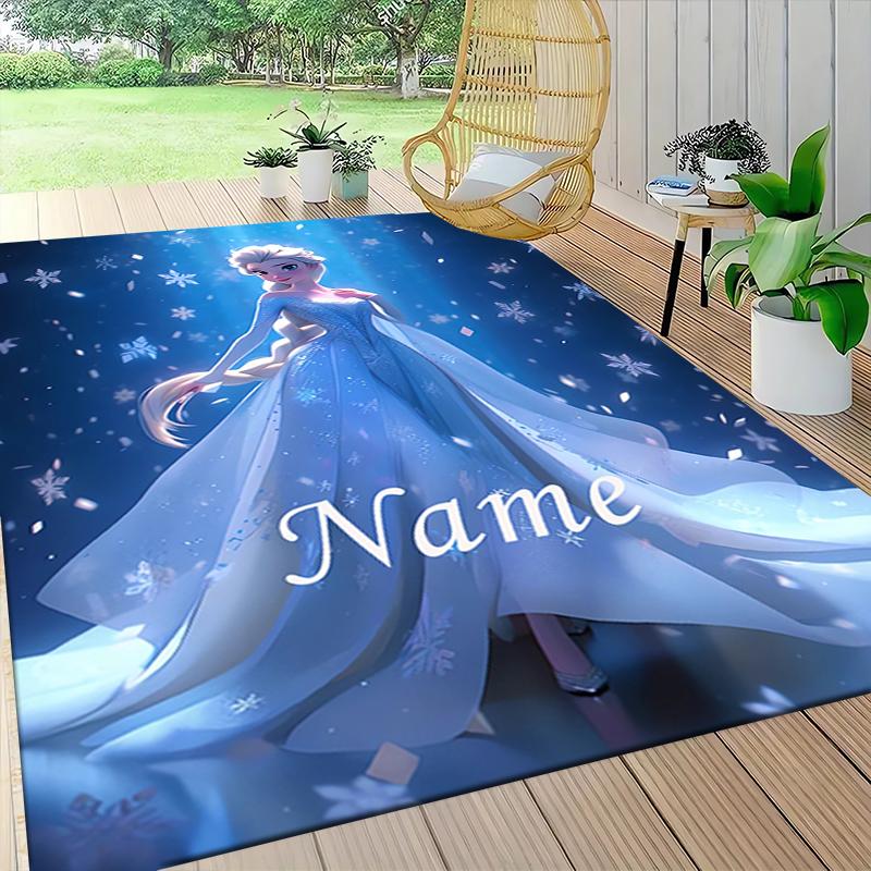 Custom Name Frozen Sisters Embrace Carpet Rug Customizable Soft Washable Anti-Slip Home Living Room Sofa Mats Personalized Rug. 0909282