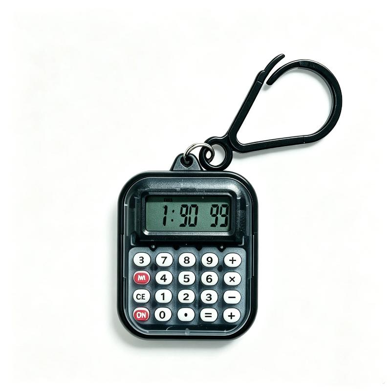 Mini Pocket Calculator Detachable Keychain Time Display Durable Plastic Counter for Students School Daily Use