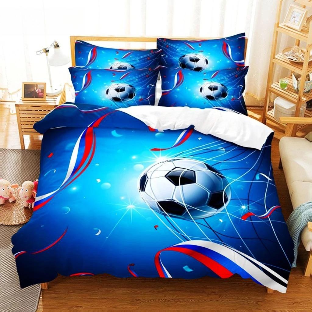 Football Bedding Set Competitive Sports Boy Duvet Cover Set King Quilt Cover Youth Children's Double Duvet Cover Bedding Set