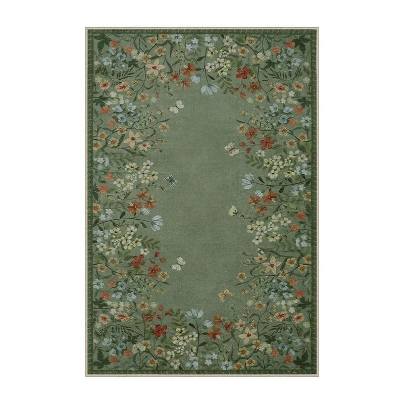 Living Room Carpet Floral Pattern Machine Washable Easy To Fold Rug Bedroom Bedside Mat Large Area Home Decoration Floor Mats