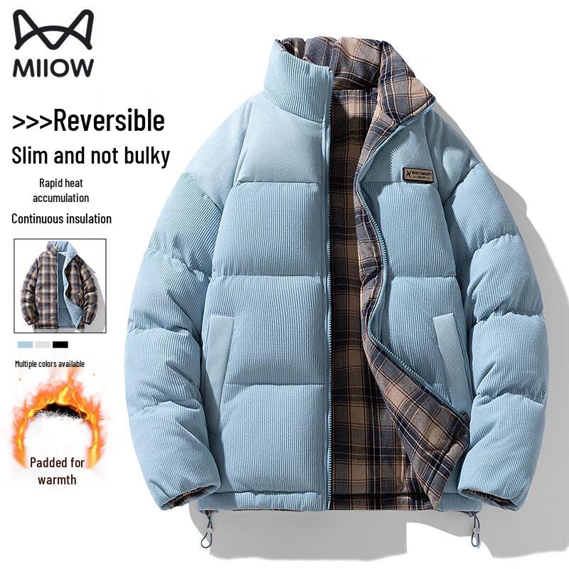 

Мужская двусторонняя утепленная зимняя куртка со стойкой XL