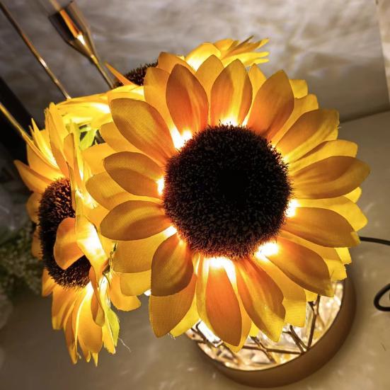 LED Sunflower Lamp USB Powered Table Lamp Decorative Sunflower Night Light Valentine's Day Gifts for Women Mom Wife Girlfriend