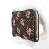 Indenya Inden Coin Purse F Coin Purse 05 Deerskin Black with Pink Lacquer Cosmos Pattern 1005-51-175