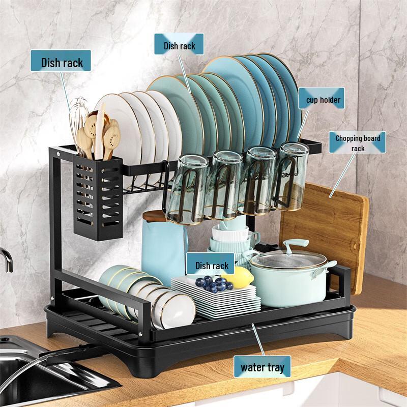 Countertop Dish Drying Rack with Utensil Holder