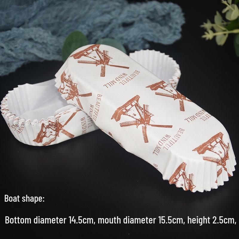Heat-Resistant Non-Stick Cake Paper Cups, Disposable Boat-Shaped Liners, Oil-Proof Rectangular Baking Mats