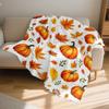 1 Stylish Autumn Pumpkin Leaf Pattern Flannel Blanket, Lightweight and Soft, Suitable Relaxing On Sofa, Road Trips, Comfortable Picnics, Bedside Warmt