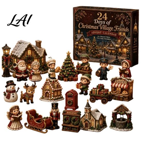 Halloweenská domácí dekorace 24denní adventní kalendář 2026 Mini figurky skotského kravského/koňského/psího Vánoční odpočet Sváteční krabičkový kalendář 2D akryl