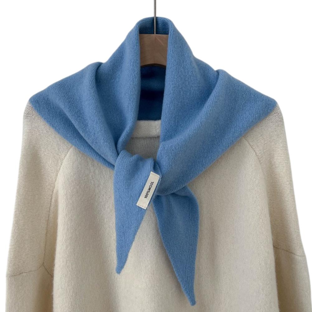 Solid Color Winter Korea Knitted Triangle Scarf Wool Warm Shawl Scarf Women Neck Protection Cashmere Scarfs Gifts