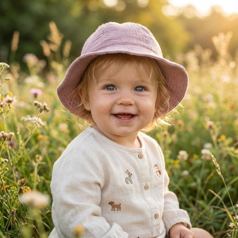 Soft Cotton Sun Protection Caps Sun Shade Children's Fisherman Hat Beach Panama Hat  for Boys Girls