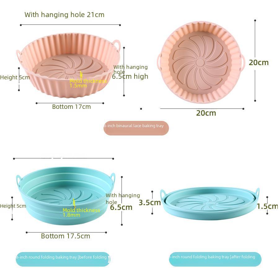 Silicone Air Fryer Tray with Handle and Baking Mat Accessories