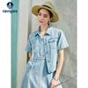Women's Denim Short-Sleeve Commuter Shirt