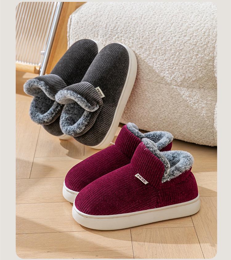 Men's 2025 Closed-Back Cotton Slippers: Thick, Warm, Velvet-Lined, Odor-Resistant Indoor Shoes for Autumn/Winter.