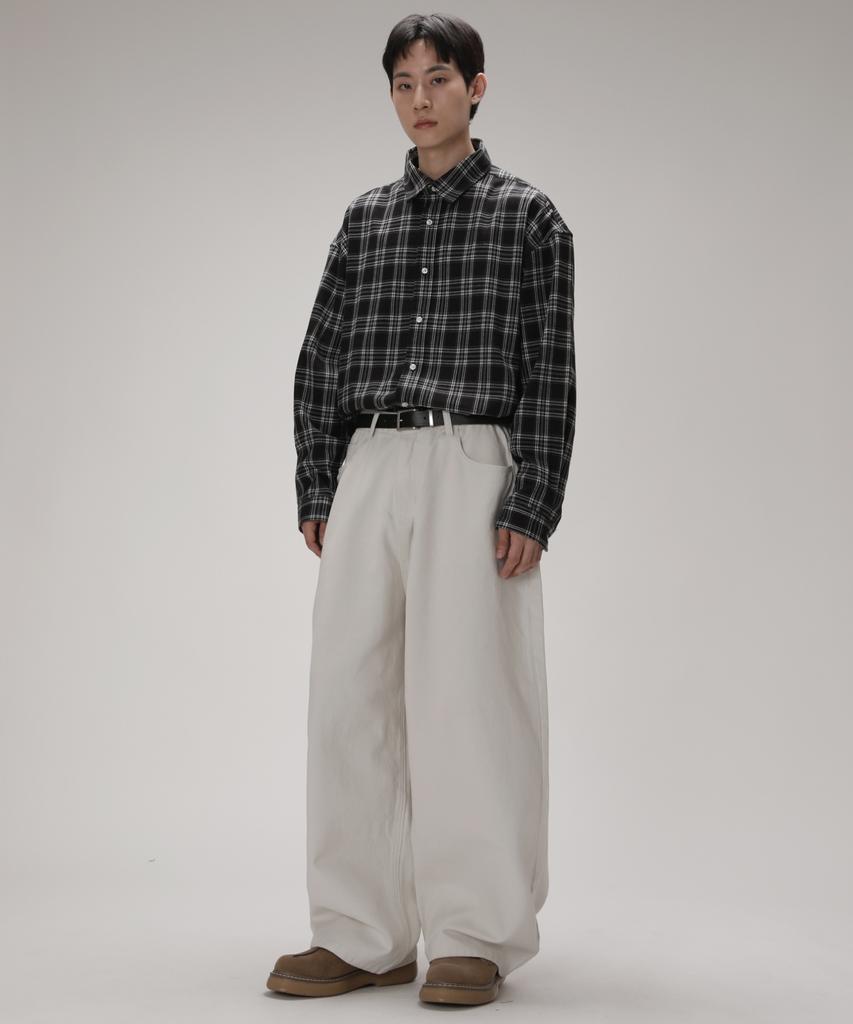 Dibellobeu Bold Balloon Fit Cotton Pants_Ecru