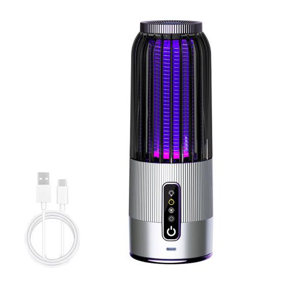 Electric Mosquito Zapper USB Rechargeable Fly Zapper with UV LED Light Indoor Outdoor Cordless Portable Fly Trap Solar LED Mosquito Light серебряный