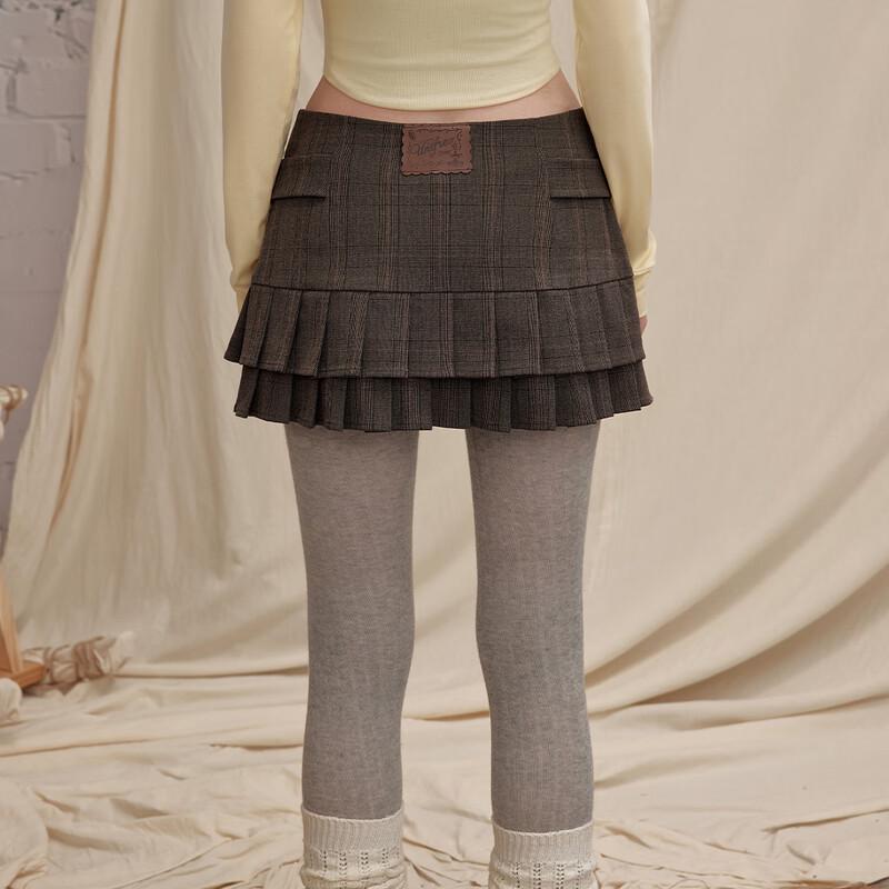 UNIFREE American Retro Pleated A-Line Mini Skirt