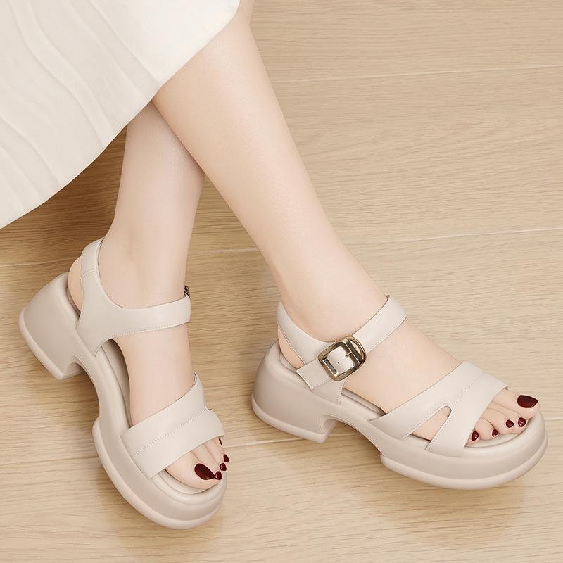 Thick-soled Blocky Heel High-end Roman Fashion Sandals Women Wear New Women's Strap Women's Shoes In Summer