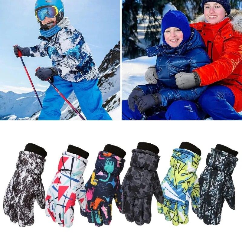 Ski Winter Non-slip Thicken Warm Outdoor Waterproof Children Ski Gloves Snow Mitten Warm Gloves