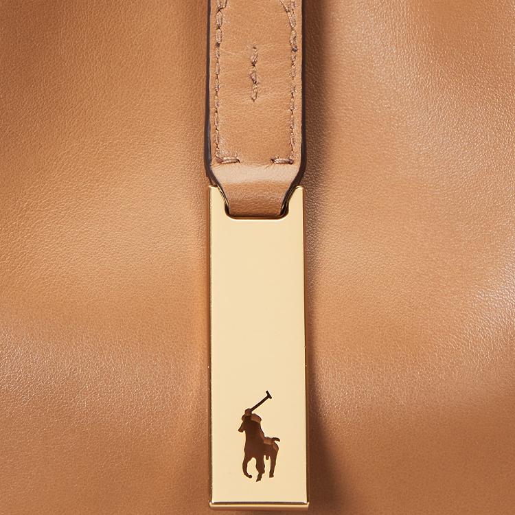 Polo Ralph Lauren Polo ID Metal Hardware Iconic Pony Hollow Pattern Leather Handbag Small Women Handbags Brown Yellow WAPOBAG02V20128