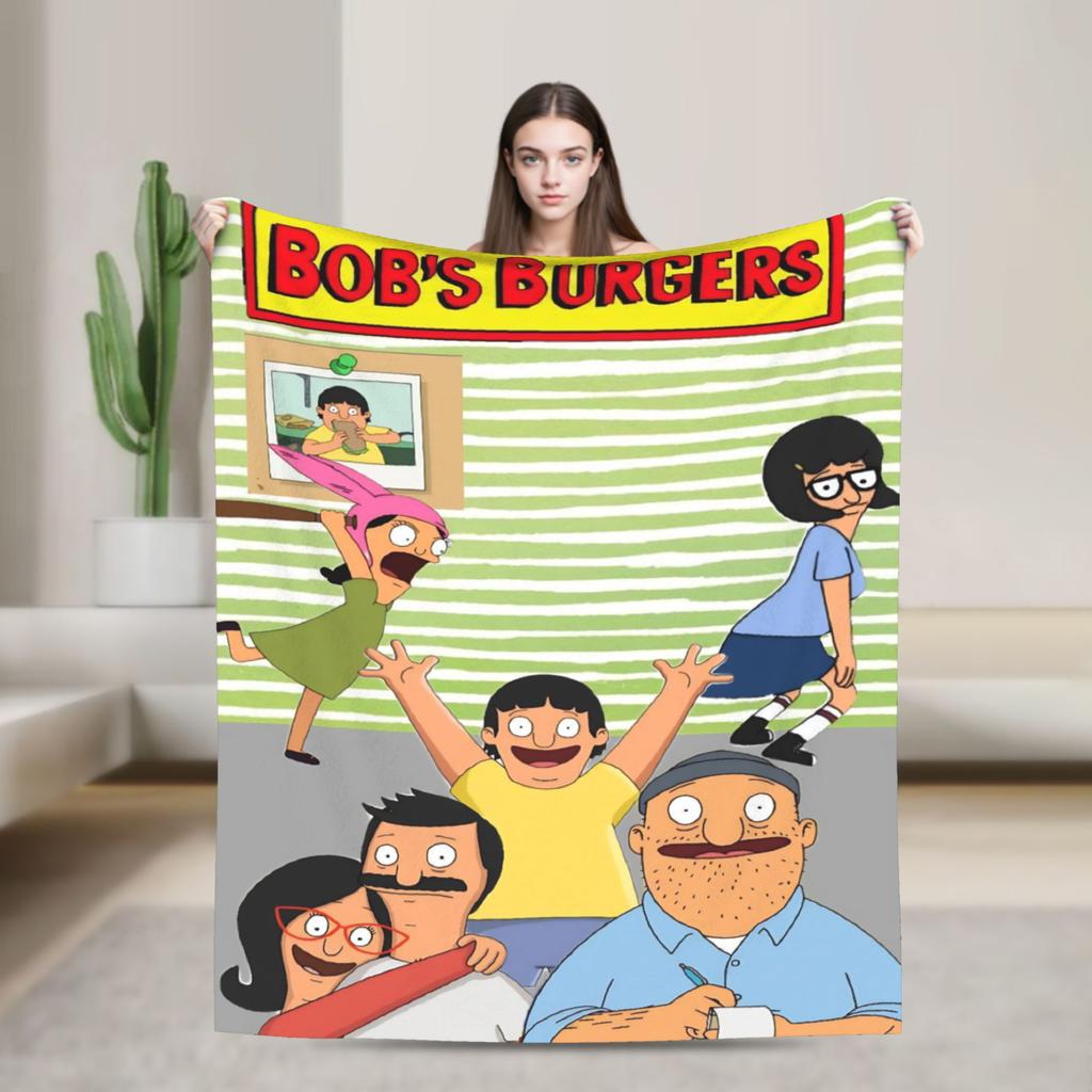 Super Soft B-Bob Burgers Thanksgiving Throw Blanket Premium Flannel Fleece Lightweight Bed Blanket Warm Plush Bedspread