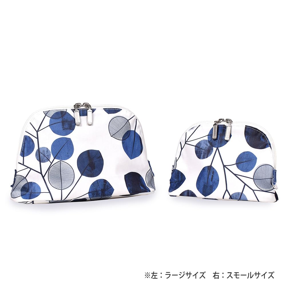 STYLE Decor Round Cute Navy W1005100 Women's Pouch, Cosmetic/Makeup Pouch, Small, Leaf,