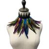 Natural Luxury Punk Cosplay Props Party Costume Necklace Feather Choker Neck Wrap Lace Collar
