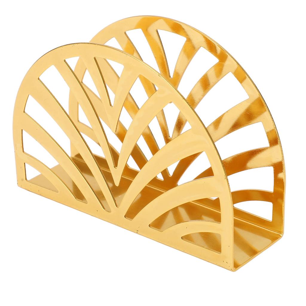 Gold Napkin Holder Hollow Out Semicircle Shape Stainless Steel Vertical Napkin Holder with Nonslip