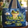 Retro Canvas Handbag Floral Women Purse Cute Animal Designs Tote Bag 14-Inch Laptop Compatible Commuter Tote for Shopping Weekend Outings