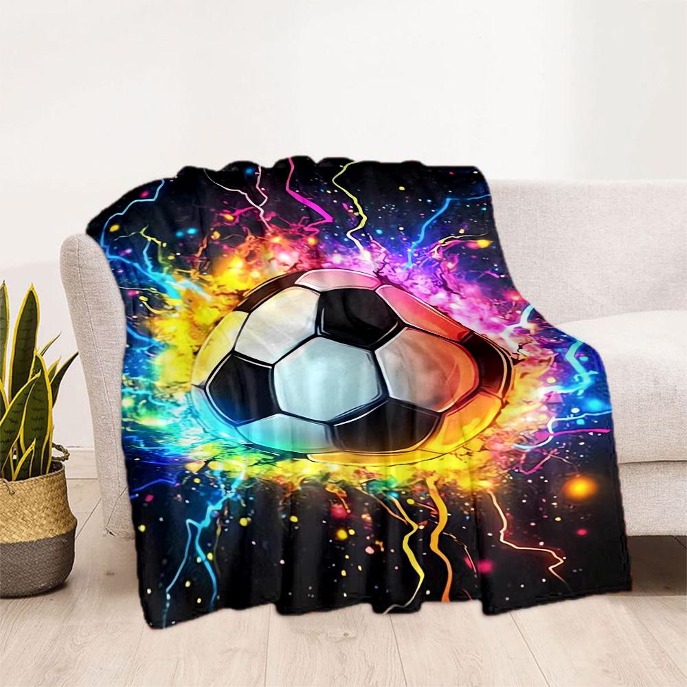 1 Stück Fußball-Decke Bequem Weich Leicht Alle Jahreszeiten Mehrzweck-Decke Reisen Camping Picknicks Sofa Büro Bett Wohnzimmer Geschenk Freunde