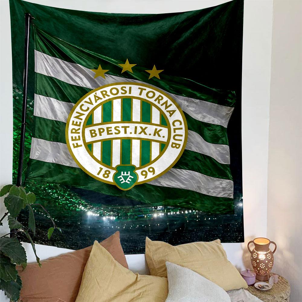 Ferencvárosi Torna Club Flag Design Patterned Tapestry Decorative Wall Hanging, Home Bedroom Living Room Decor