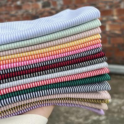 Pure Cotton Elastic 1mm Striped Knitted Fabric for Sewing Children's Clothing T-shirts Dresses Doll Clothes Handmade DIY Fabrics