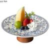 Blue and White Dessert Plate High Footed Fruit Plate Cake Stand Pastry Plates Refreshments Tray Bread Plates Dim Sum Dish Bowl