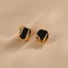 Vintage Earrings Square Diamond Wheat Studs Unique French Luxury Black Earrings for Women