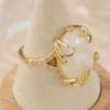 Vintage Copper Material Hand Caved Vine Wrapped Synthetic Moonstone Ring Women's Elegant Exquisite Banquet Wedding Jewelry Gifts