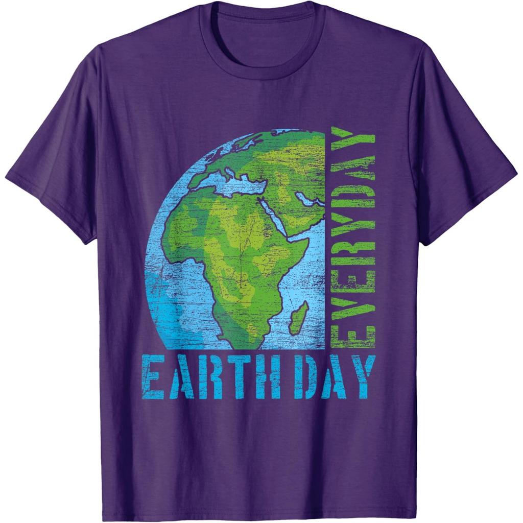 Everyday Earth Day Graphic Tee Distressed Print Casual Short Sleeve T-Shirt for Unisex