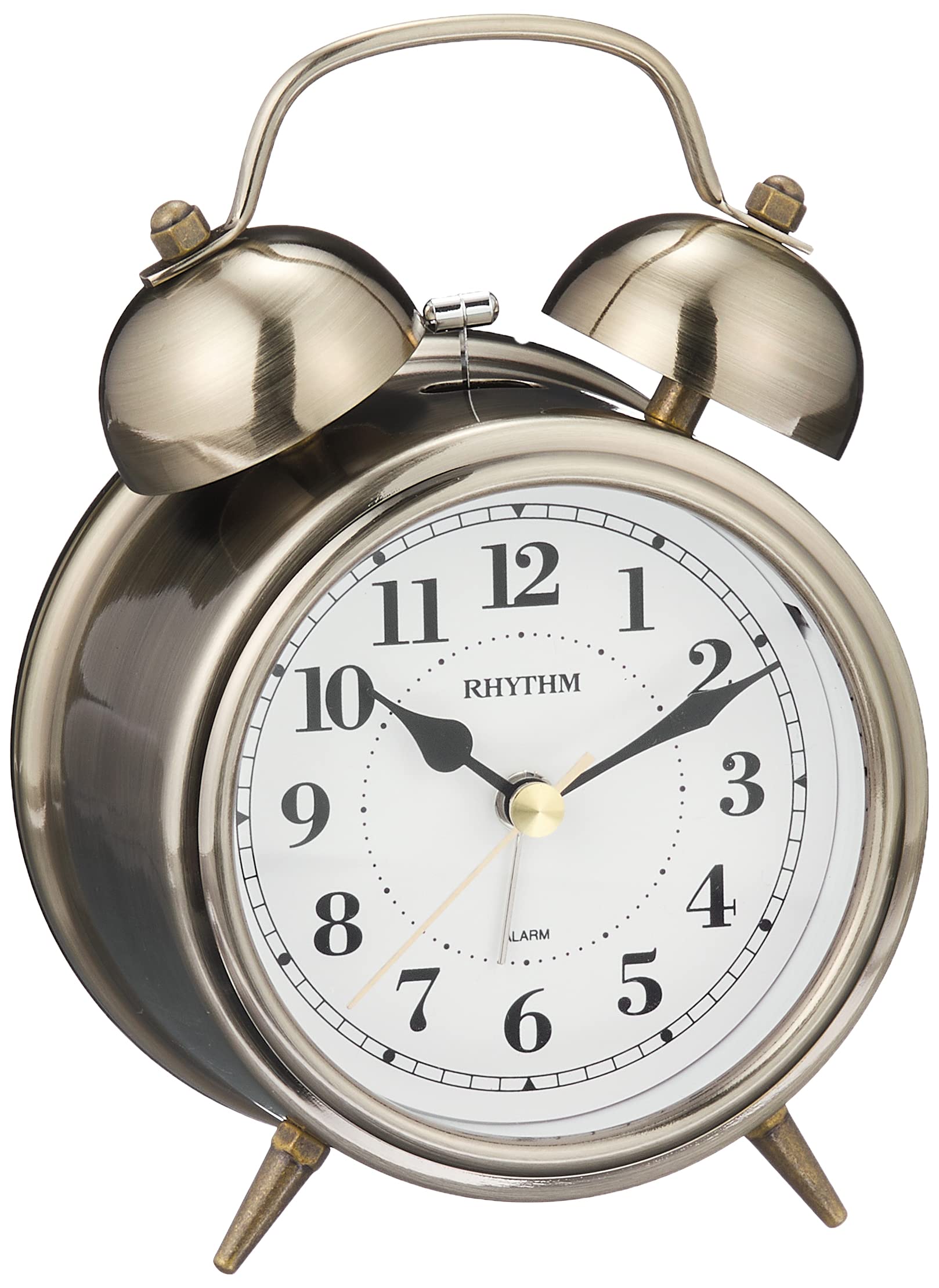 

RHYTHM Alarm Clock Continuous Second Hand Retro Antique Bell Sound Golden Ibushi Finish 8RAA06SR63 13.4x9.6x6cm