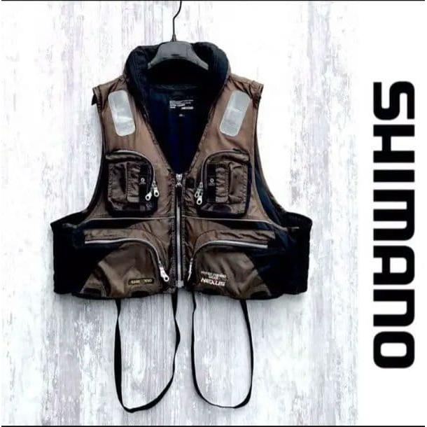 Used Rare modelShimano NEXUS floating vest with pillow LL brown x black