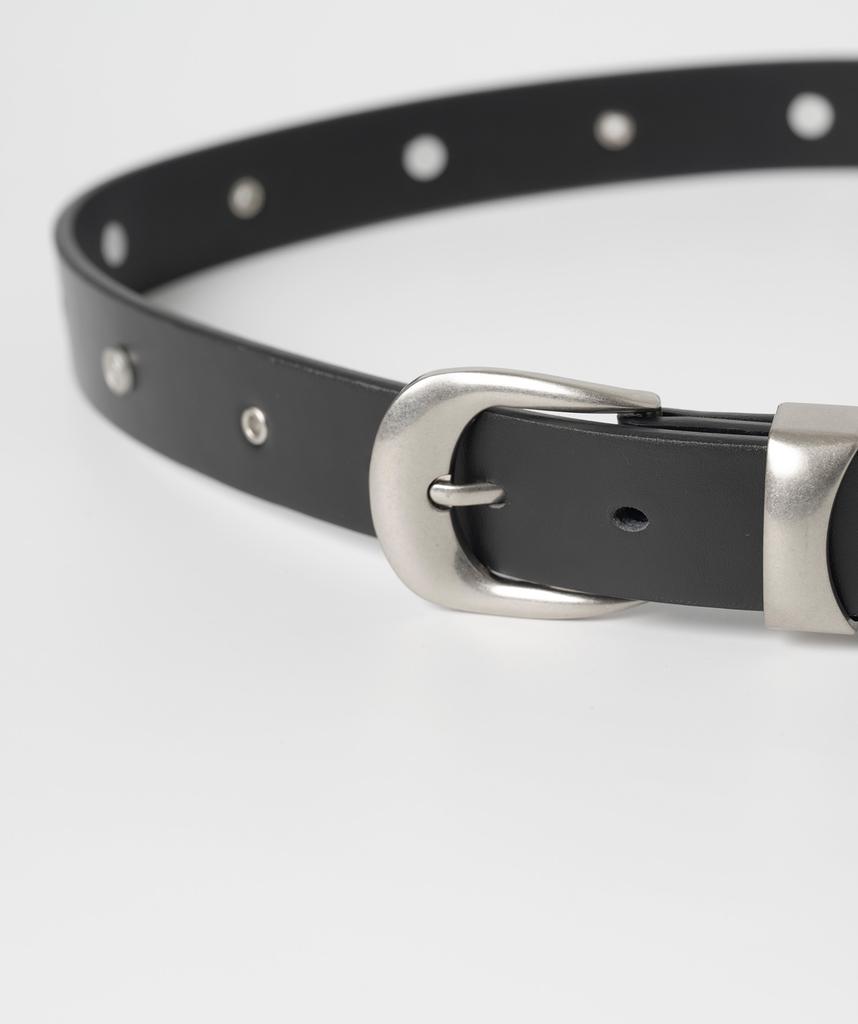 MILLO ARCHIVE Studded Eyelet Leather Belt [Black]