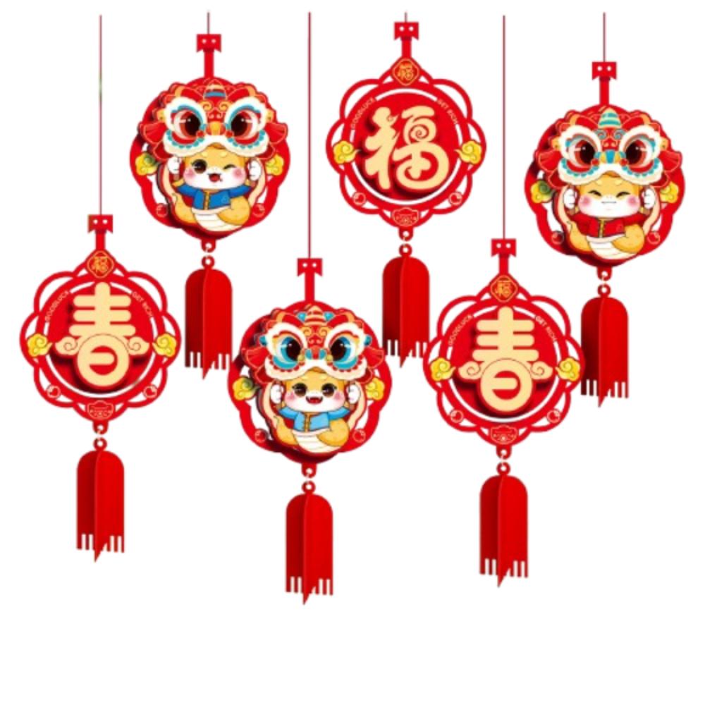6pcs 3D Chinese Snake Year Pendants Traditional Spring Festival Supplies  Home Living Room Decor