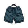 Pantaloncini Cargo da Uomo Retro Multi Tasche Estivi Sottili Larghi Dritti Casual Capispalla Capri Tinta Unita Coulisse Pantaloncini