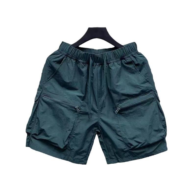 Pantaloncini Cargo da Uomo Retro Multi Tasche Estivi Sottili Larghi Dritti Casual Capispalla Capri Tinta Unita Coulisse Pantaloncini