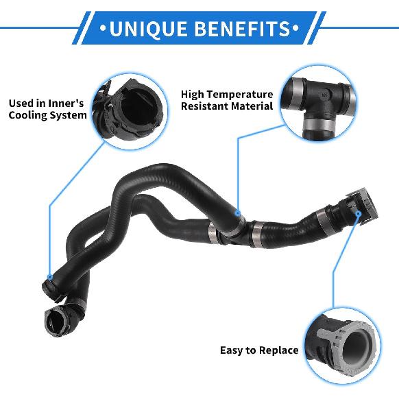 HVAC Heater Hose Compatible for Ford Escape 2013-2019, Durable Rubber Black Engine Water Heater Hose