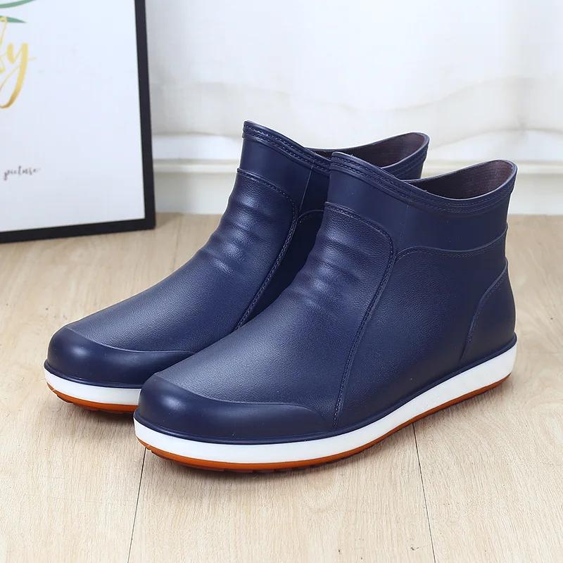 Fashionable Men's Spring and Autumn Rain Shoes Casual Lightweight Waterproof and Non Slip Kitchen Car Wash Work Rubber Shoes