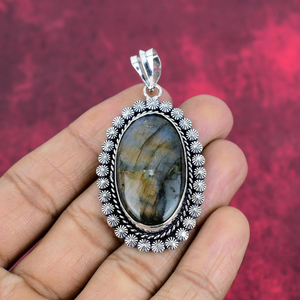 Labradorit Schmuck, 925 Sterling Silber Anhänger, handgefertigter Edelsteinschmuck, Geschenke für die Frau, brandneuer Anhänger