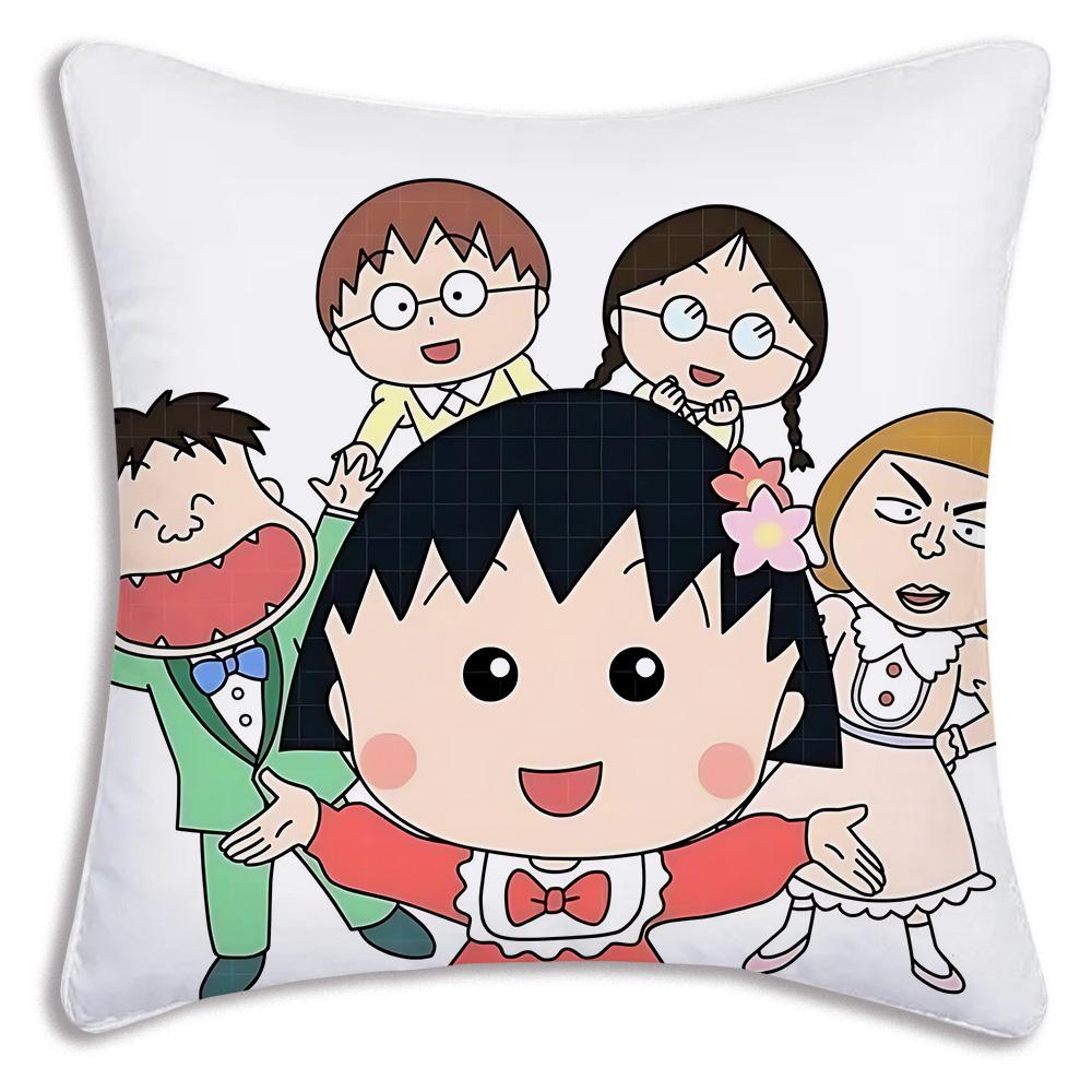 Anime Chibi M-Maruko-chanS Povlaky na polštáře Kreslený Dekorativní na pohovku Domácí Oboustranný tisk Krátký plyš Roztomilý povlak na polštář
