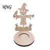 Halloween Candle Holder Wooden Holder, Silhouette Ghost/Bat/Scarecrow/Bat Table Centerpiece Tealight for Home Fireplace Decor Solid Wood Stand