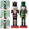 25cm Wooden Standing Nutcracker Ornament Handmade Christmas Nutcracker Figurine Decorative Nutcracker Model for Christmas Gift
